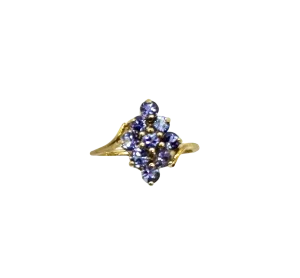 10k Yellow Gold Marquise-Shaped Tanzanite Cluster Ring