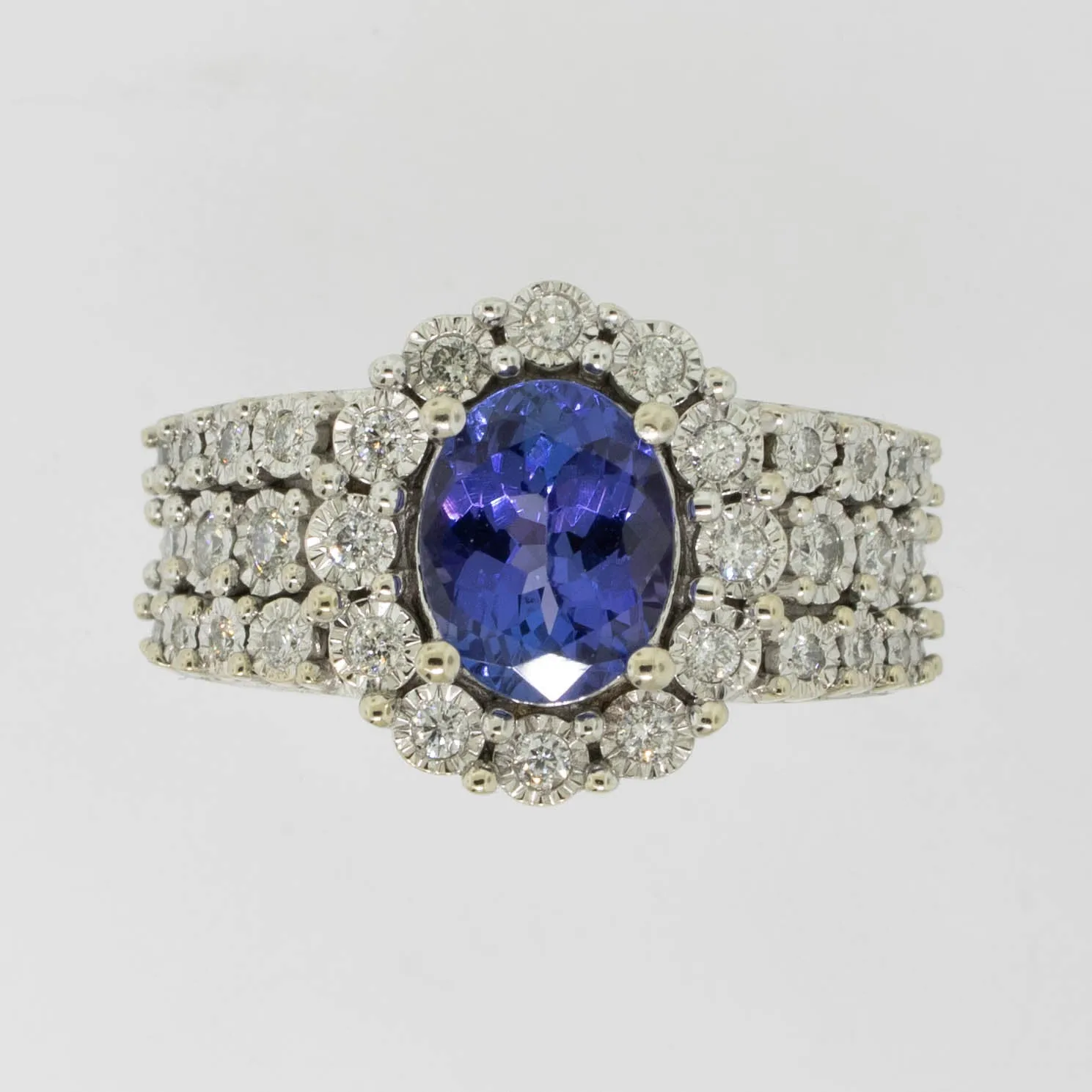 14K White Gold Diamond (.52CTTW) and Tanzanite(~2CT) Ring Size 7 Preowned