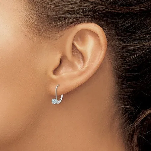 14KT GOLD 0.46 CTW ROUND AQUAMARINE LEVERBACK EARRINGS