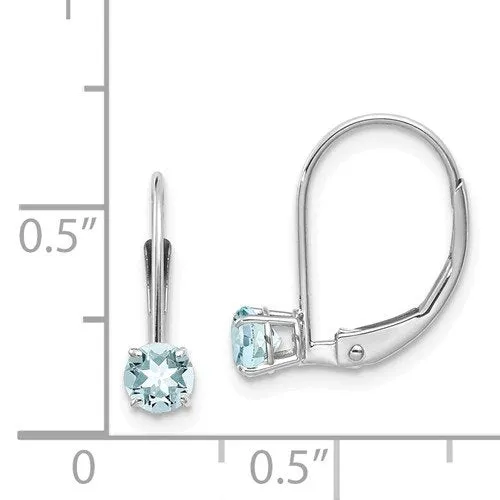 14KT GOLD 0.46 CTW ROUND AQUAMARINE LEVERBACK EARRINGS