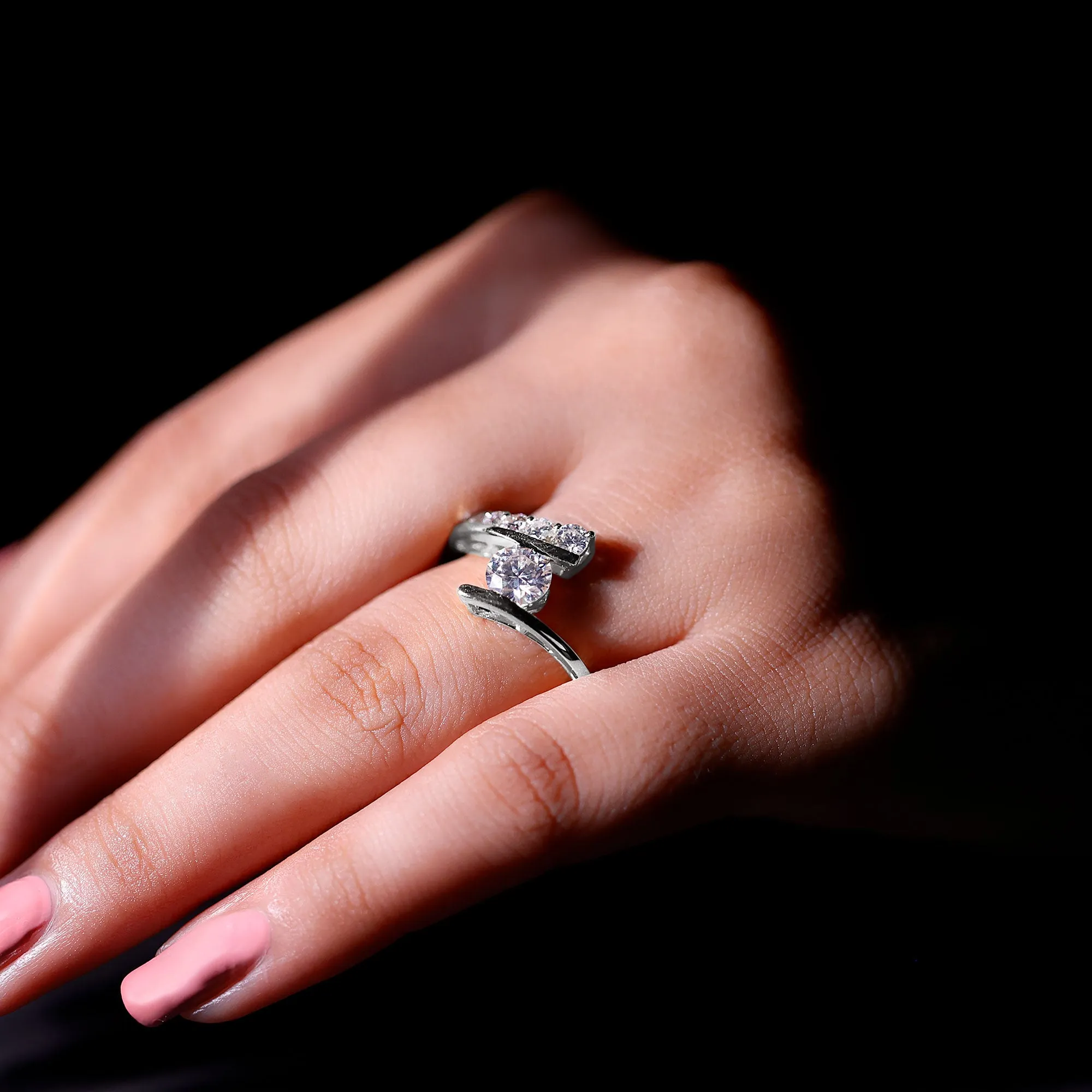 1.50 CT Certified Moissanite Solitaire Bypass Ring