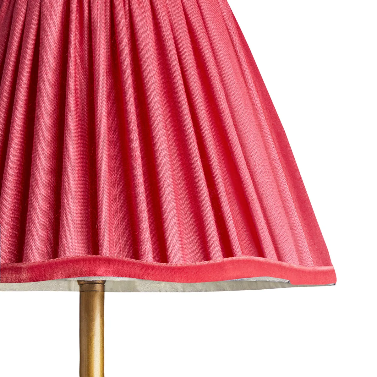 16cm scalloped shade in Ruby silk with velvet tape