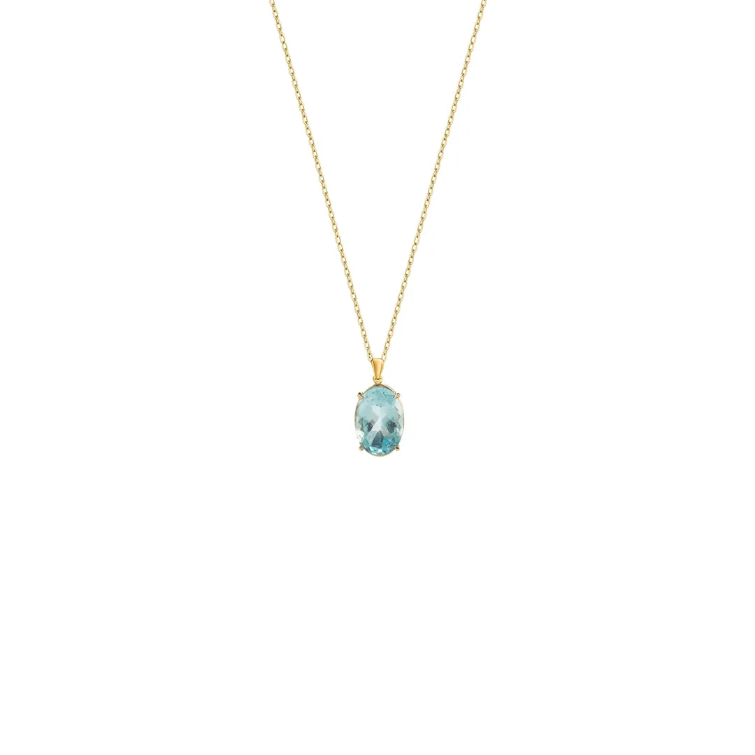 18K Gold Swiss Blue Topaz Necklace