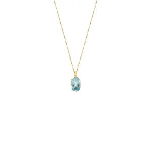18K Gold Swiss Blue Topaz Necklace