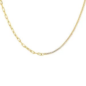 18k Gold Vermeil White Topaz Link Necklace: The Fallon