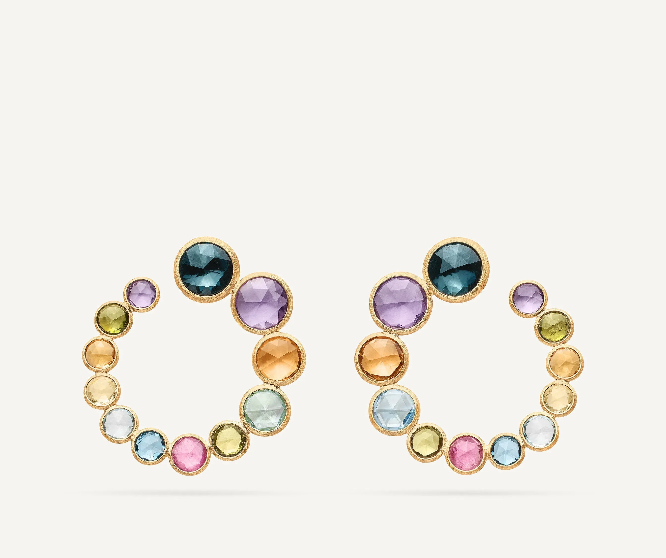 18K Yellow Gold Statement Gemstone Wrap Hoops