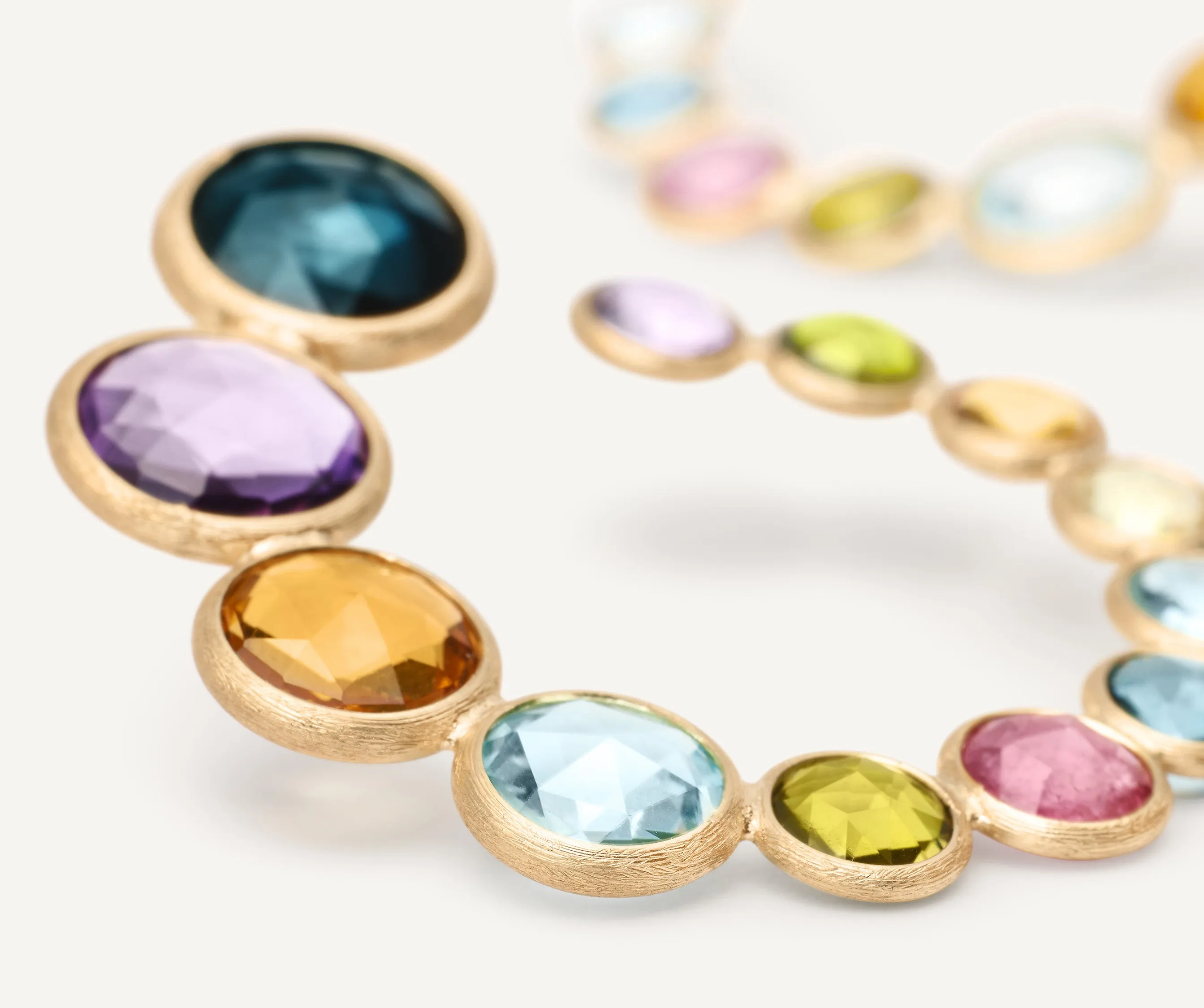 18K Yellow Gold Statement Gemstone Wrap Hoops