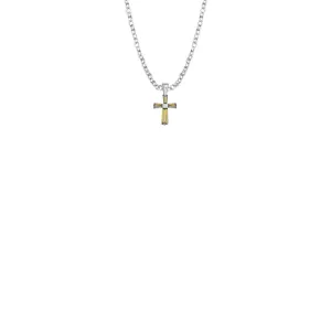 3/8 Inch Sterling Silver and Glass Crystal November Birthstone Baguette Cross Baby Necklace