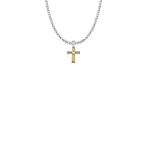 5/8 Inch Sterling Silver and Glass Crystal First Communion November Birthstone Baguette Cross Necklace