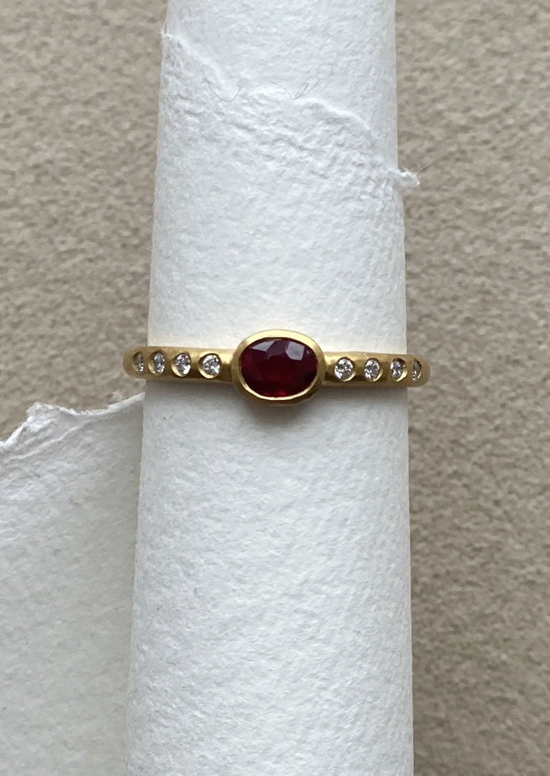.77cts Rose Cut Ruby, .08cts Diamonds