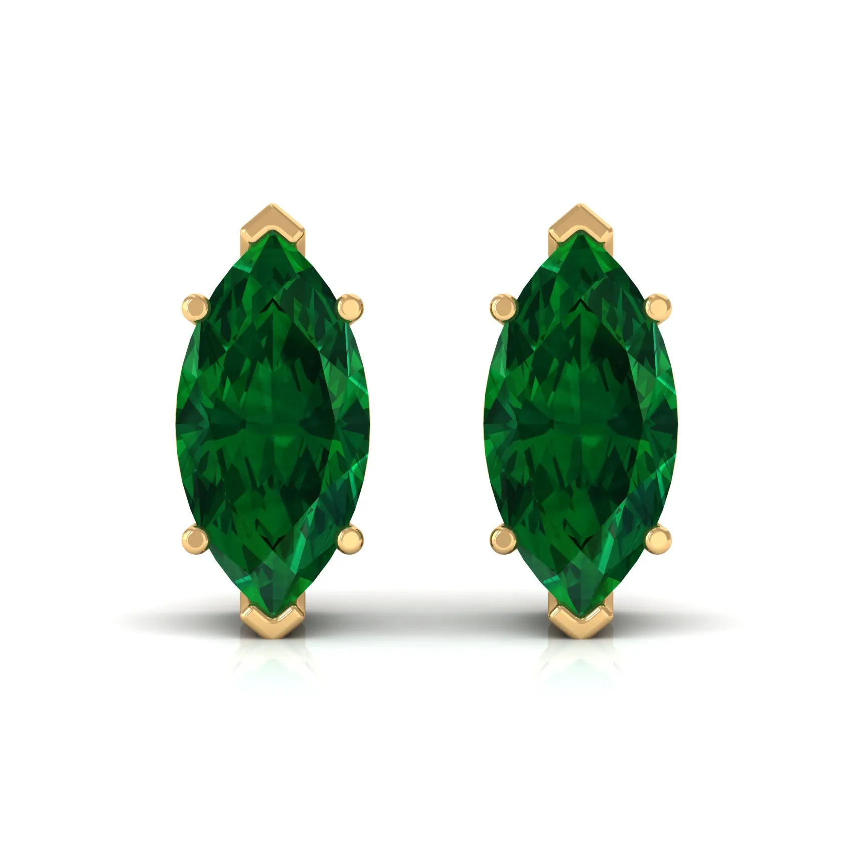 8X4 MM Marquise Cut Created Emerald Solitaire Stud Earring