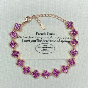 925 sterling silver rose gold plated clover purple garnet bracelet