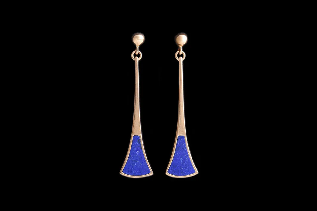 9ct Yellow Gold Lapis Lazuli Drop Earrings