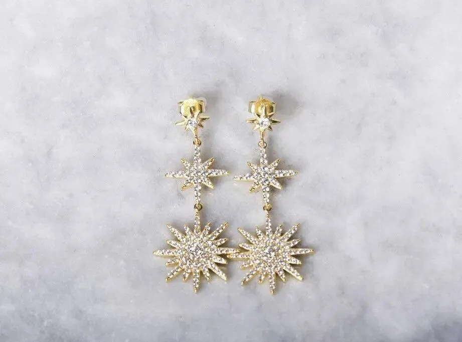 ADIRFINE 925 Sterling Silver Dangling Star Stud Earrings