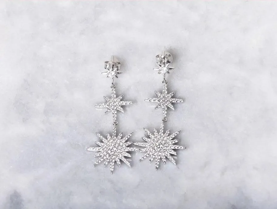 ADIRFINE 925 Sterling Silver Dangling Star Stud Earrings