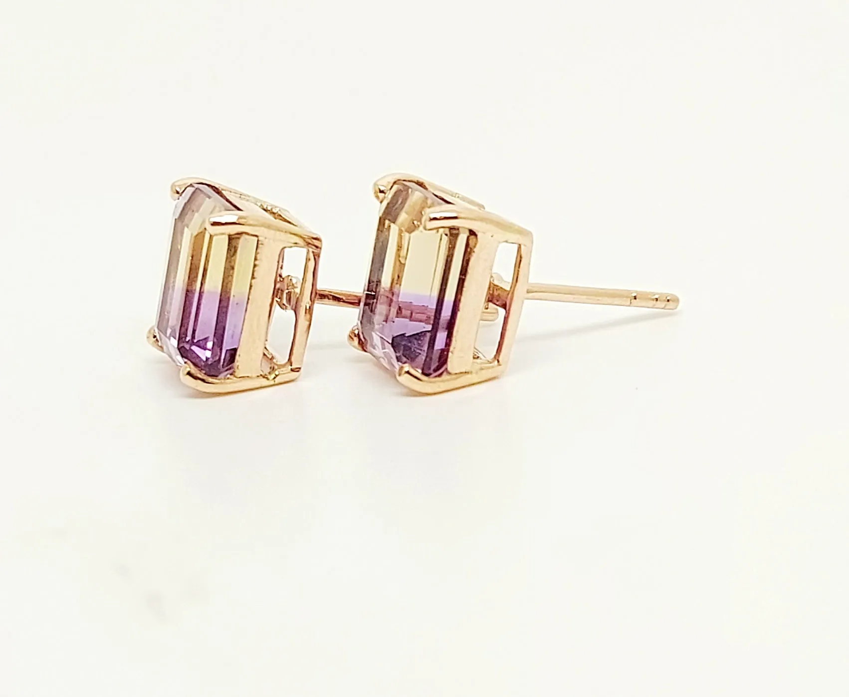 AMETRINE STUD EMD CUT IN 14K ROSE GOLD