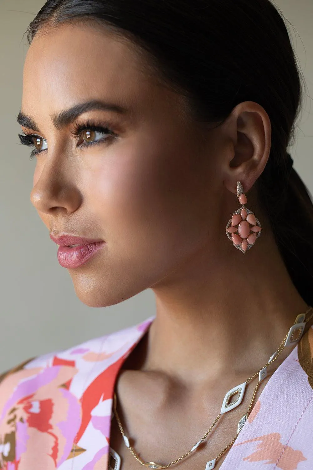 Angelskin Coral Diamond Earrings