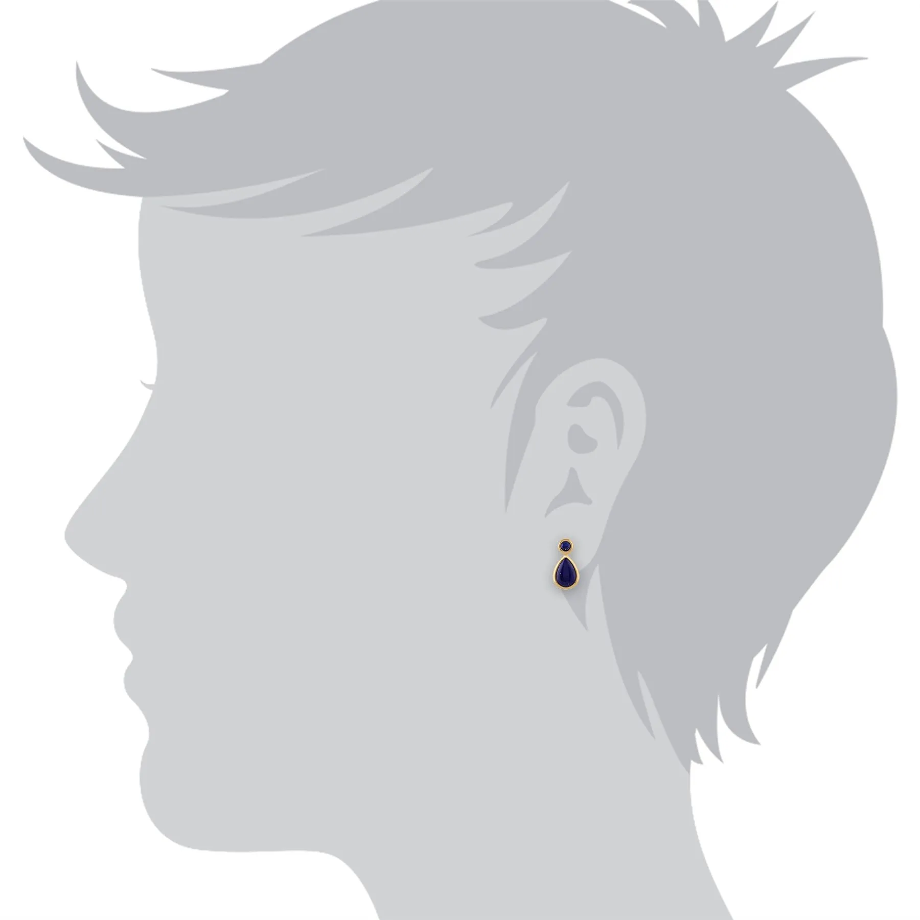 Argent Sterling Plaqué Or 1.10ct Lapis Lazuli Cabochon Clous
