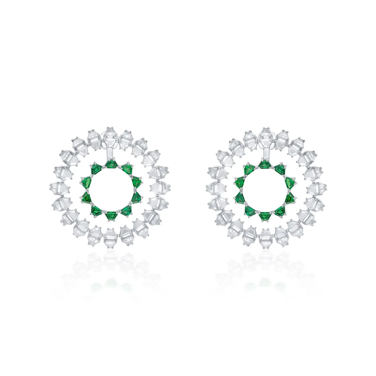 Atlantis 925 Silver Emerald Hydro Circle Earrings