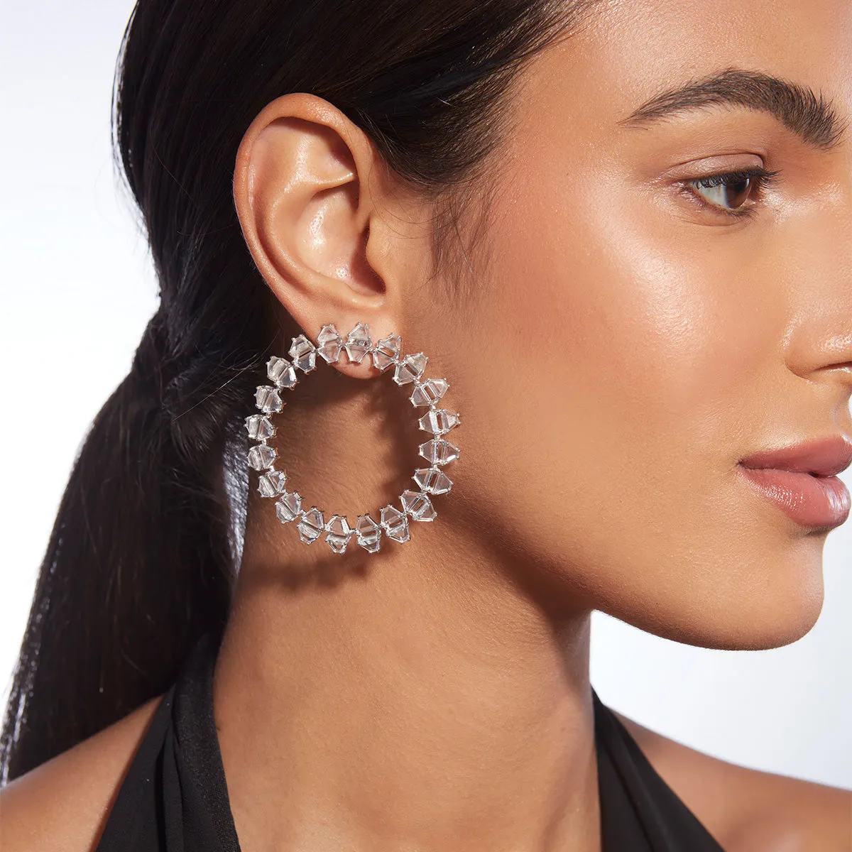 Atlantis 925 Silver Emerald Hydro Circle Earrings