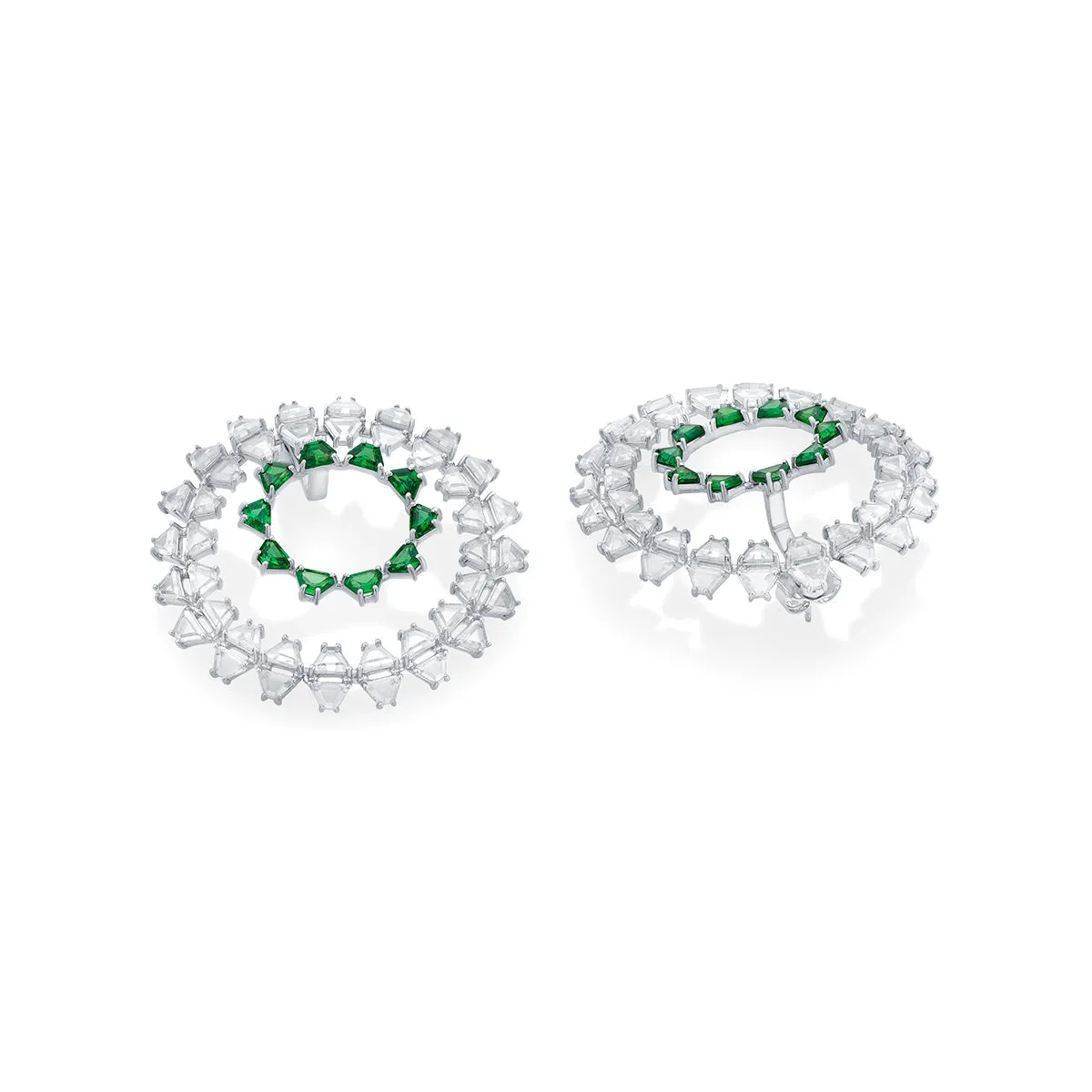 Atlantis 925 Silver Emerald Hydro Circle Earrings