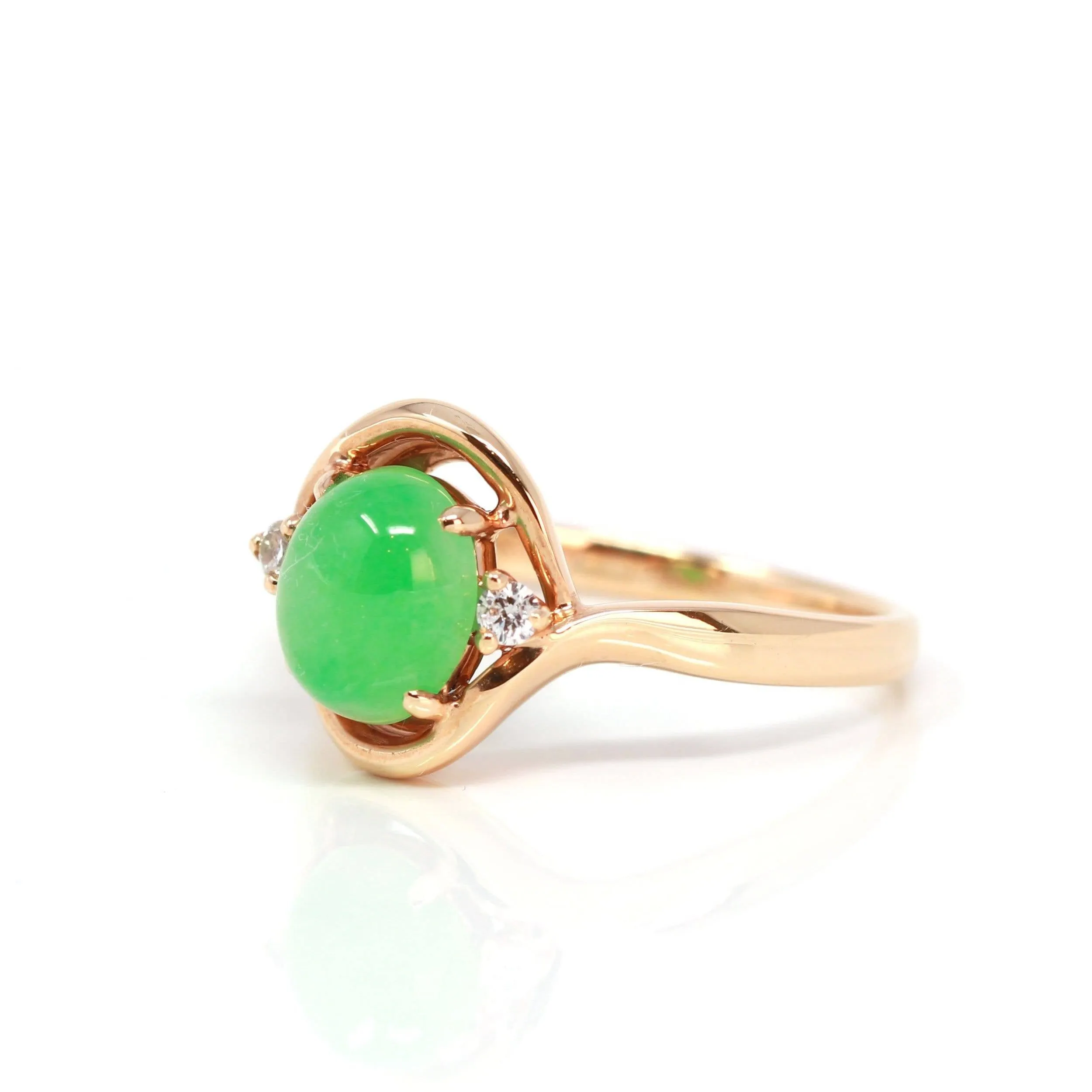 Baikalla™ "Irina" 18k Rose Gold Natural Imperial Jadeite Engagment Ring
