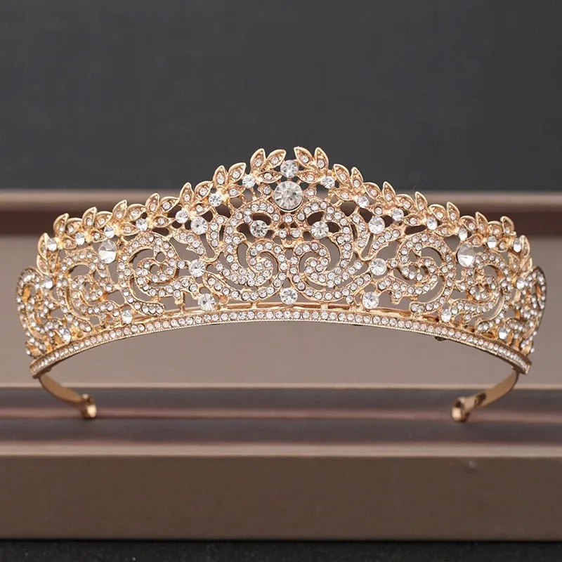 Baroque Rhinestone Crystal Crown and Tiara Hair Jewelry Collection