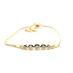 Bezel Set Diamond Yellow Gold Bolo Bracelet
