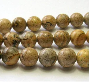 Brown Round Picture Jasper Beads Natural Stone Beads 12 mm Strand 15"/DIY For Je