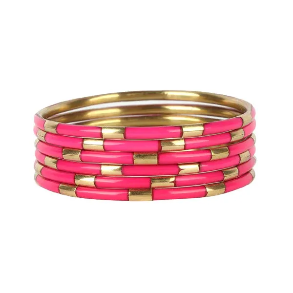 BuDhaGirl - Veda Bracelets - Pink (Set of 6)