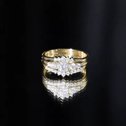 Certified Moissanite Trio Bridal Ring Set
