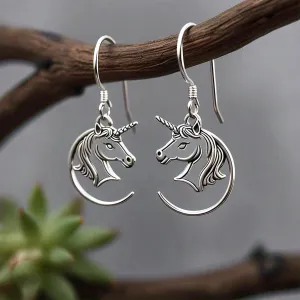 Concordia Sterling Silver Unique Unicorn Drop Earrings