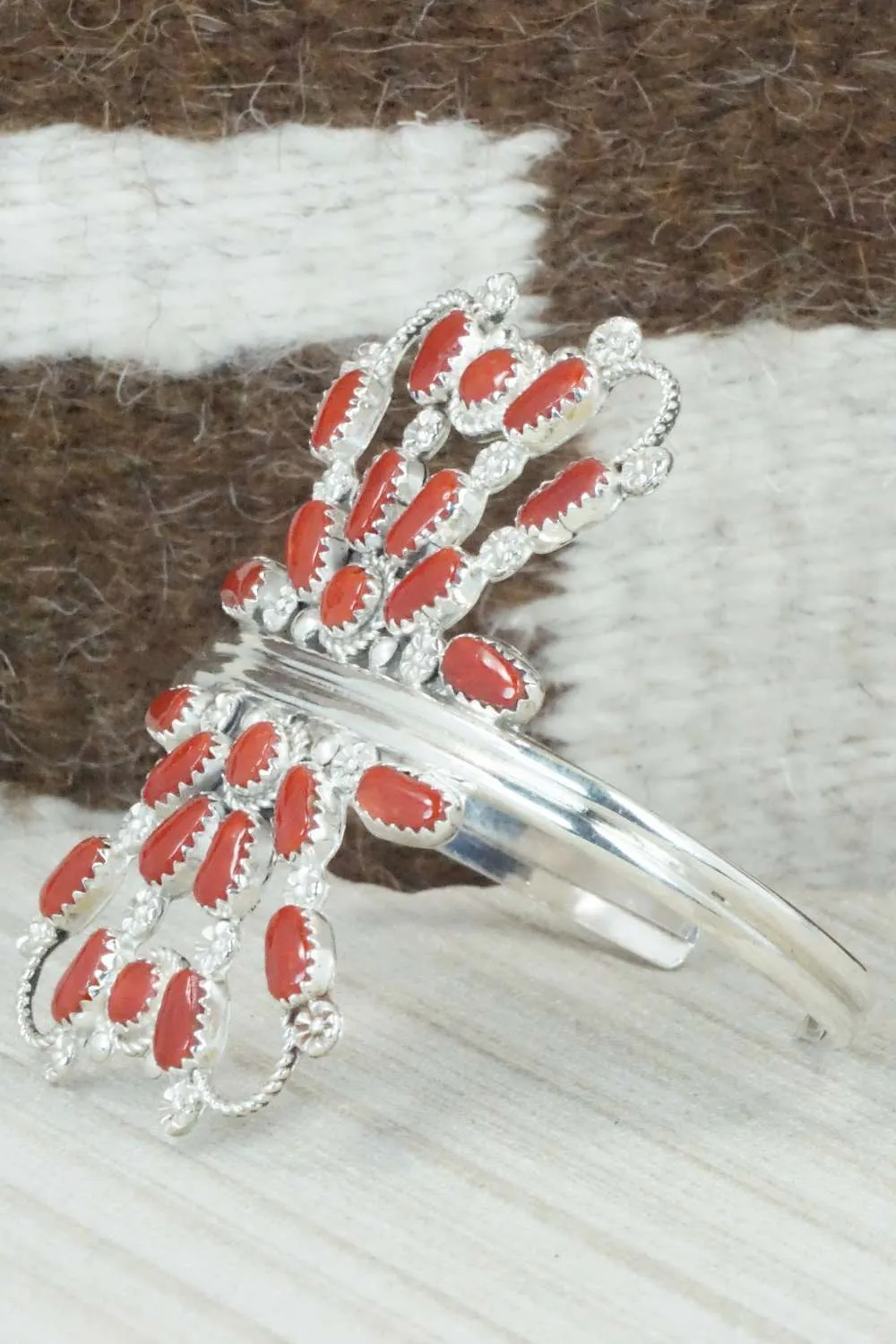 Coral & Sterling Silver Bracelet - Claudine Penketewa
