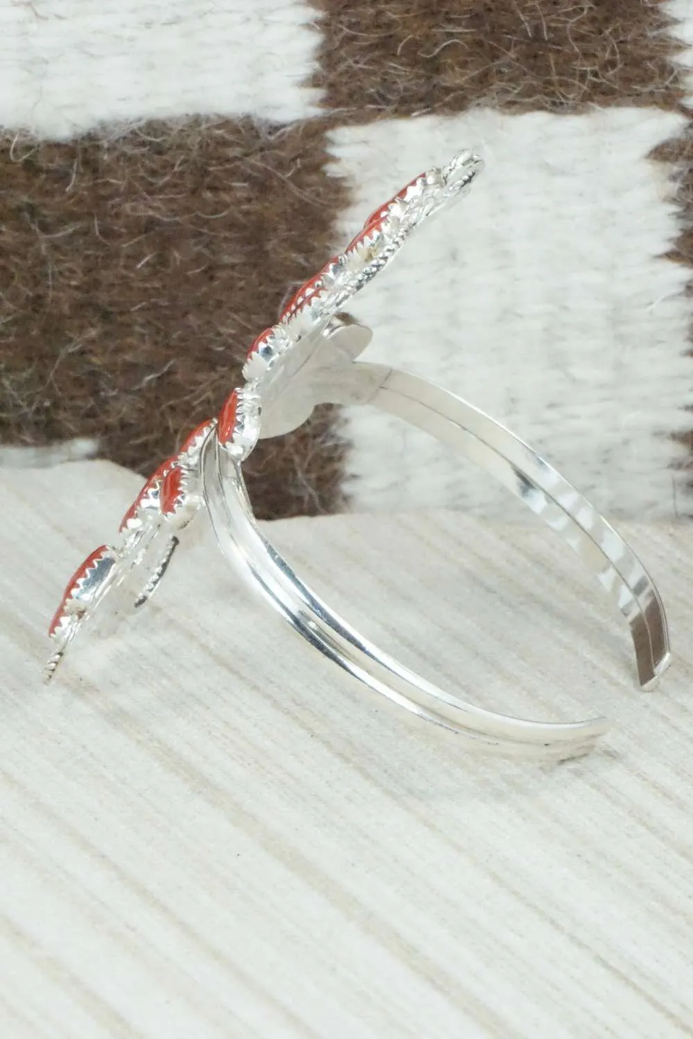 Coral & Sterling Silver Bracelet - Claudine Penketewa