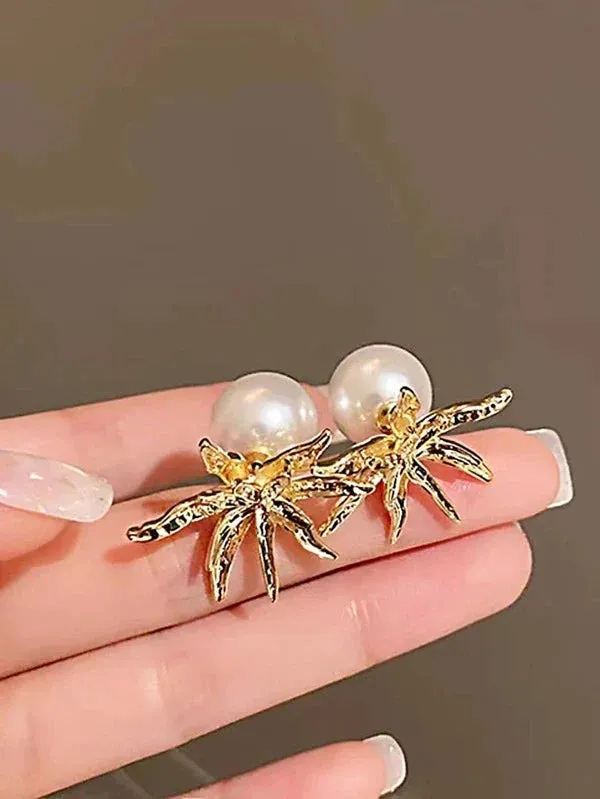 Coral Pearl Earring