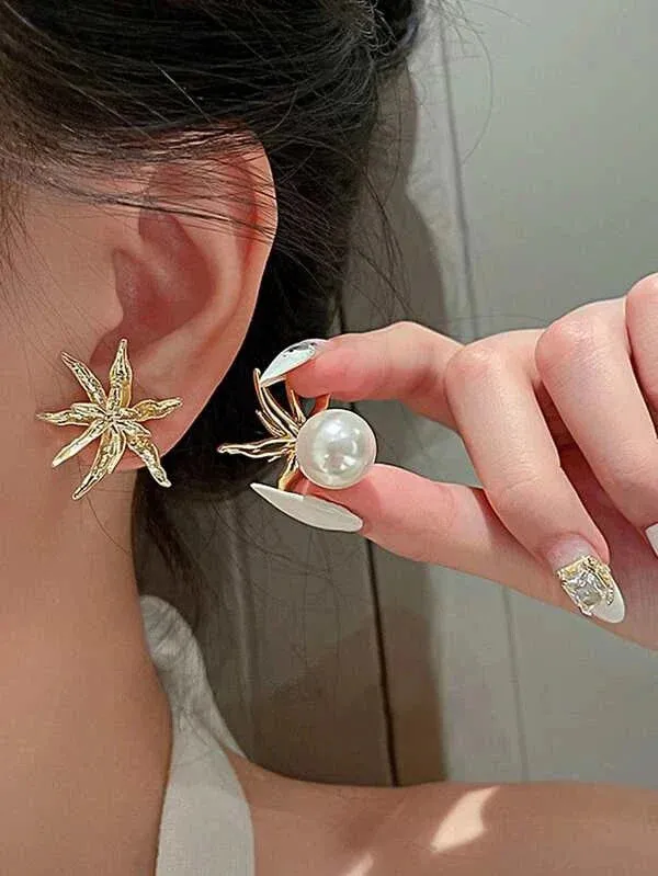 Coral Pearl Earring
