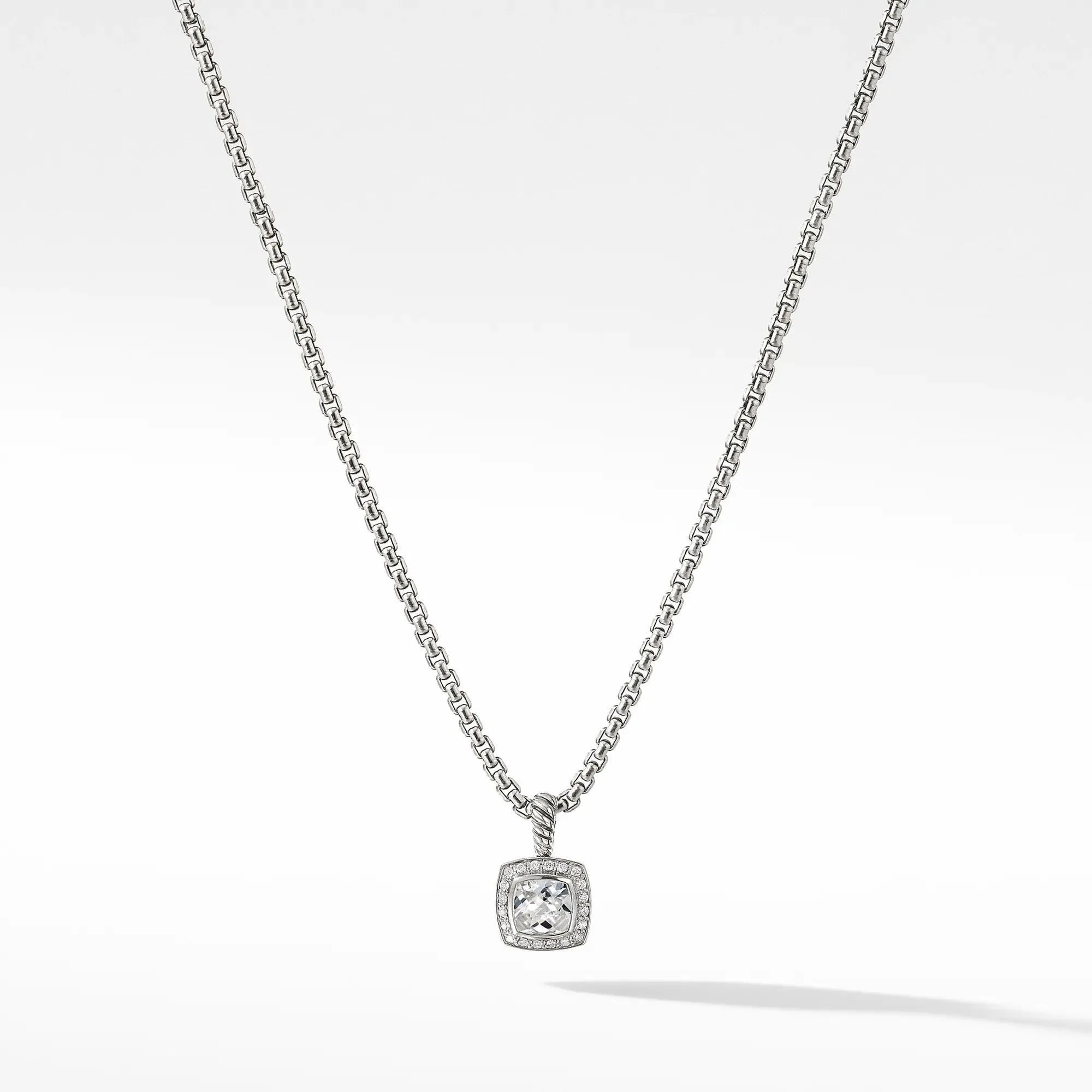 David Yurman Petite Albion(R) Pendant Necklace with White Topaz and Diamonds