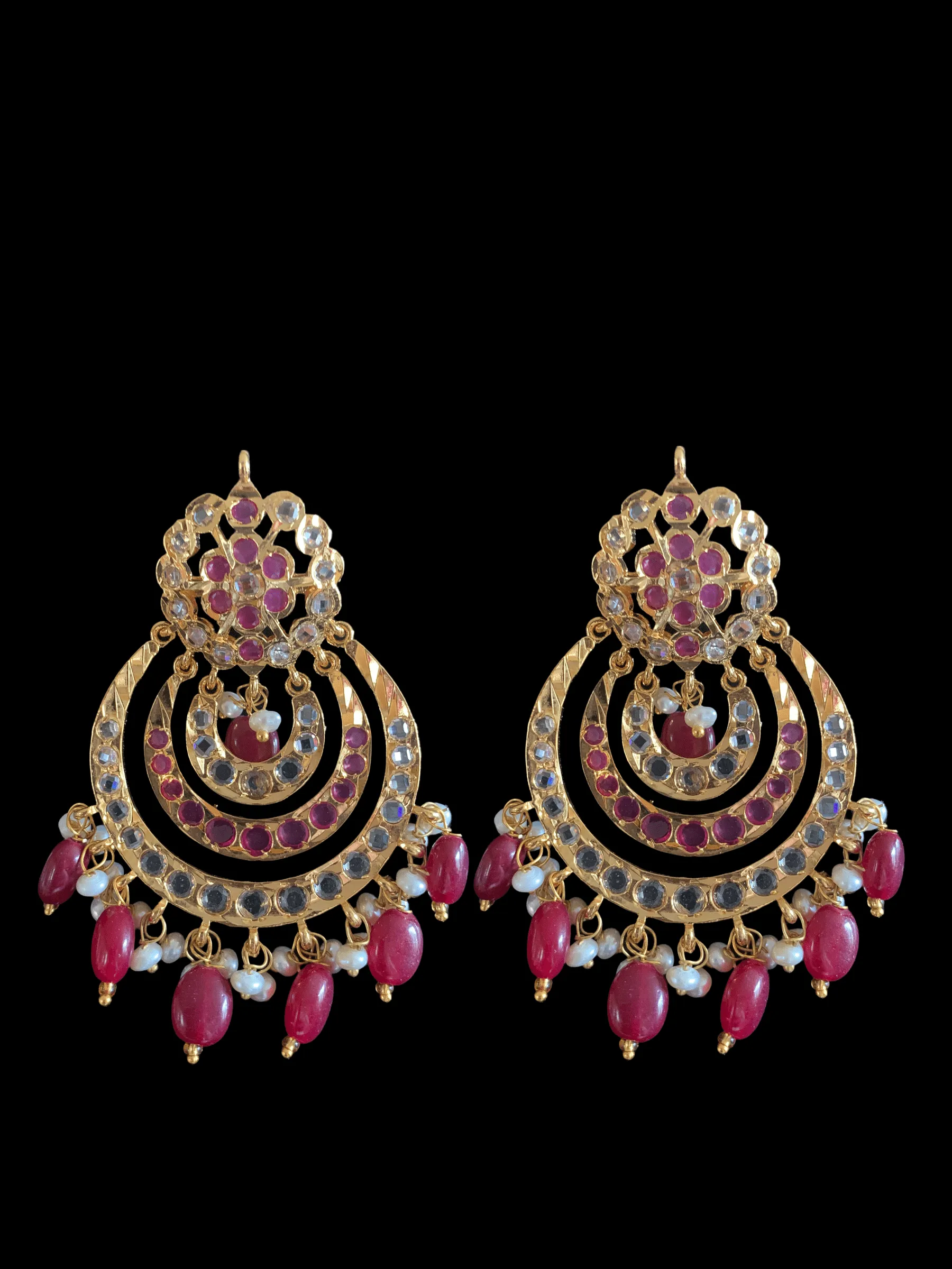 DER145 Tanzila Chandbali in ruby ( SHIS IN 4 WEEKS )