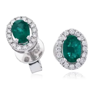 Diamond & Emerald Earrings 1.30ct