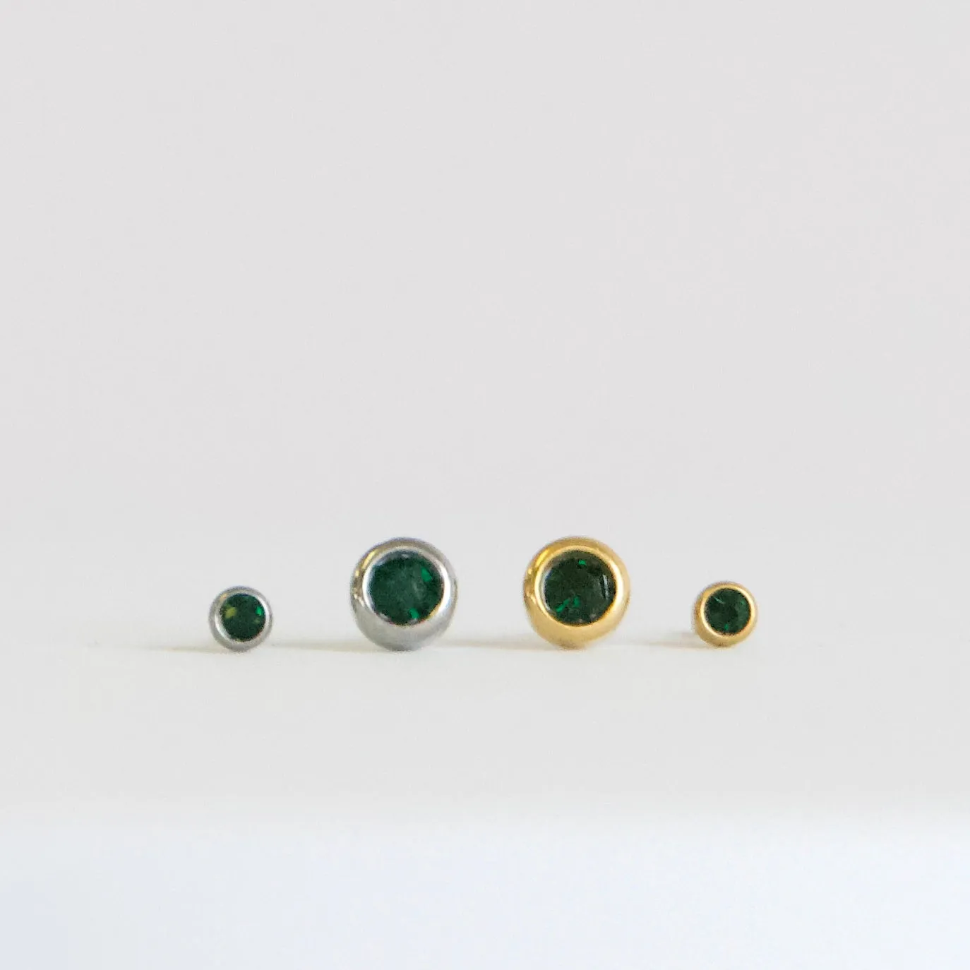 Emerald Bezel Set Hypoallergenic Stud Earrings - May
