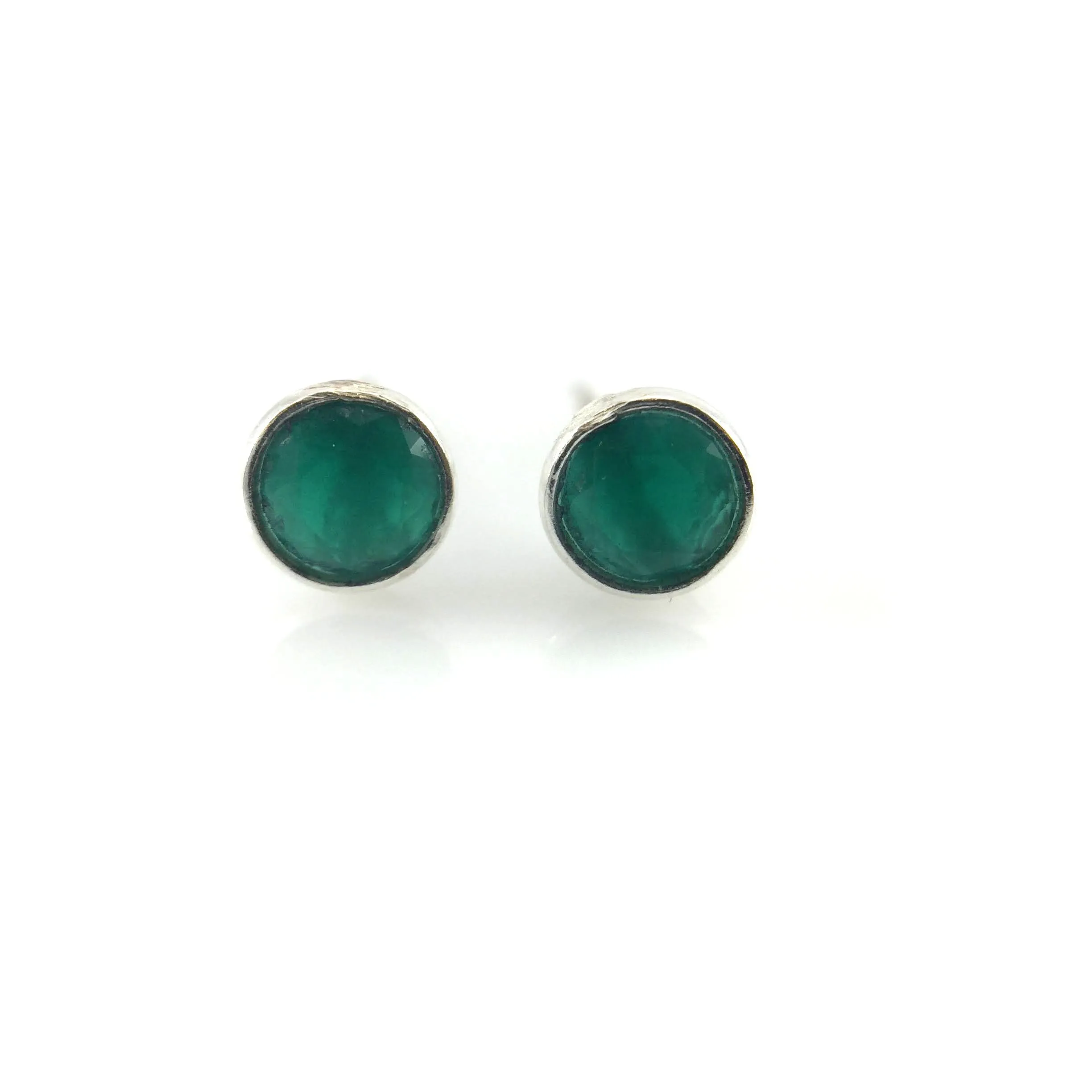 Faceted Emerald Studs - 6mm