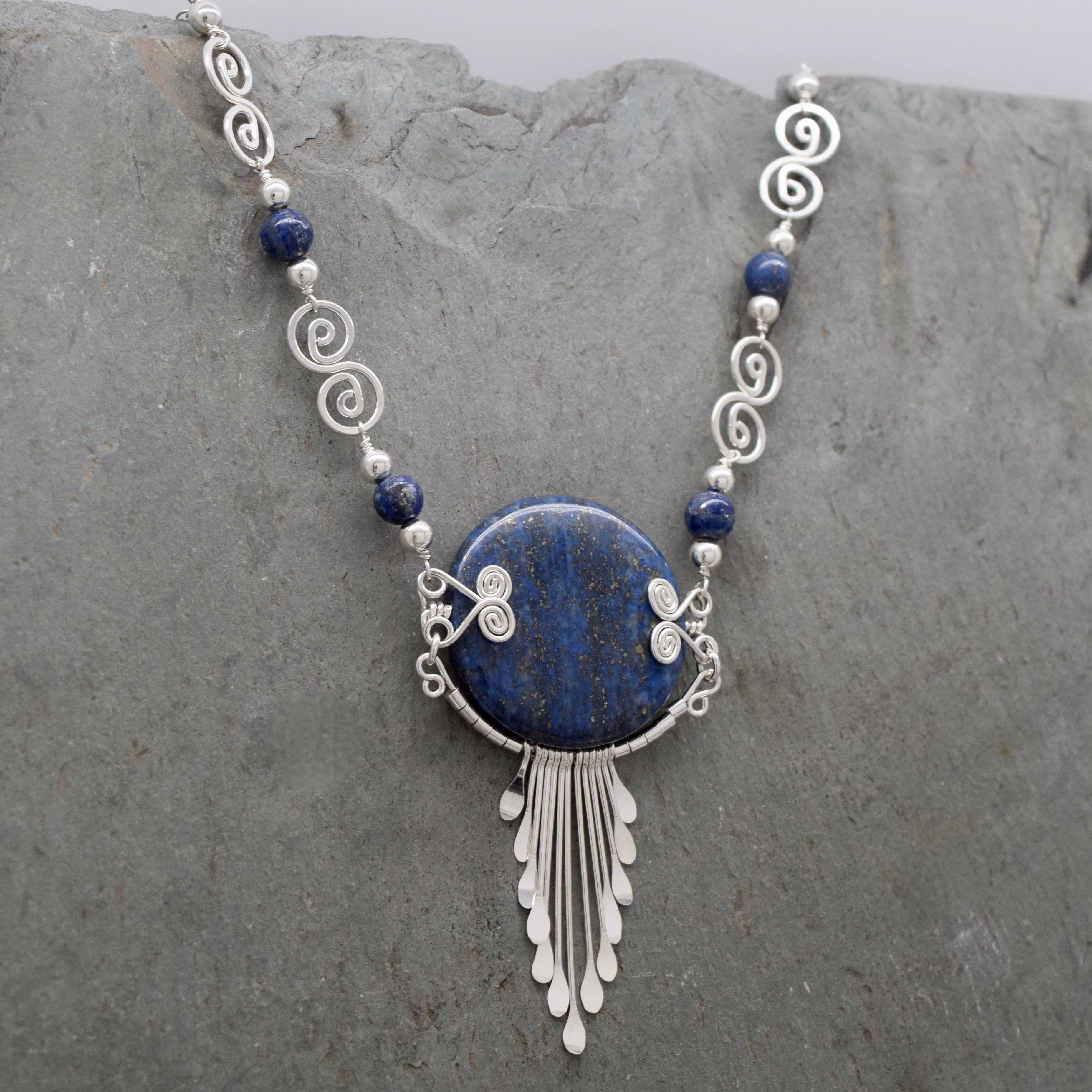 Feathered Lapis Lazuli Necklace