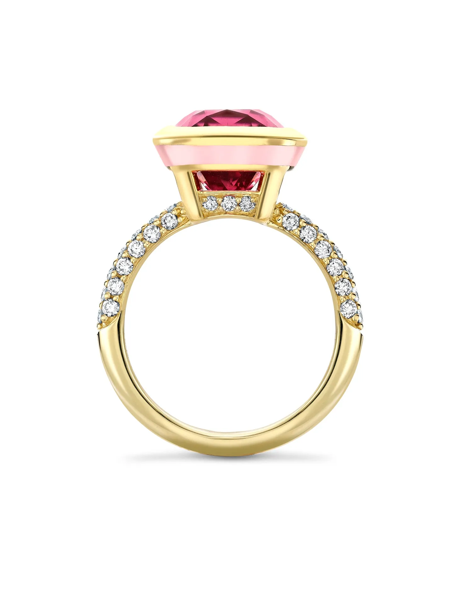 Florentine Dolce Vita Pink Tourmaline Yellow Gold Ring