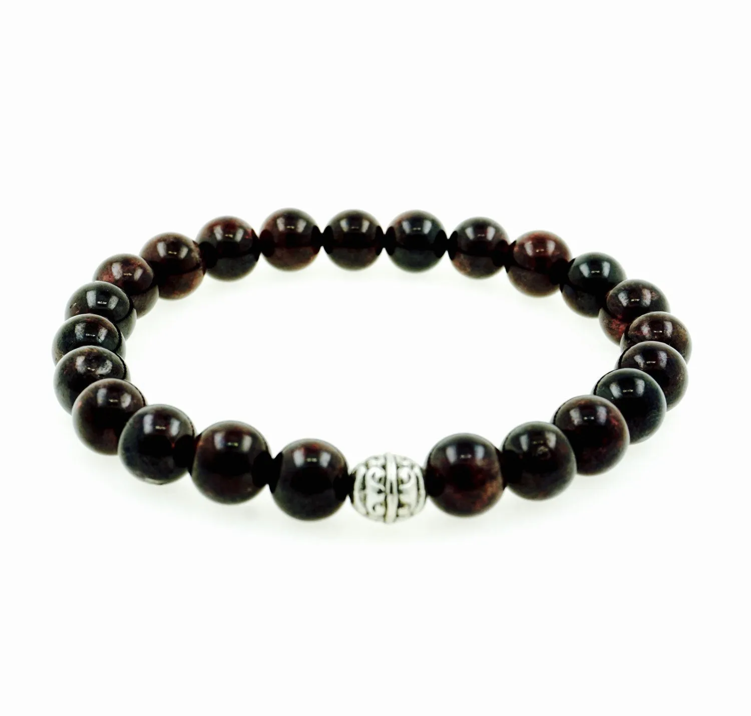 Gabe 8MM Garnet Beaded Bracelet