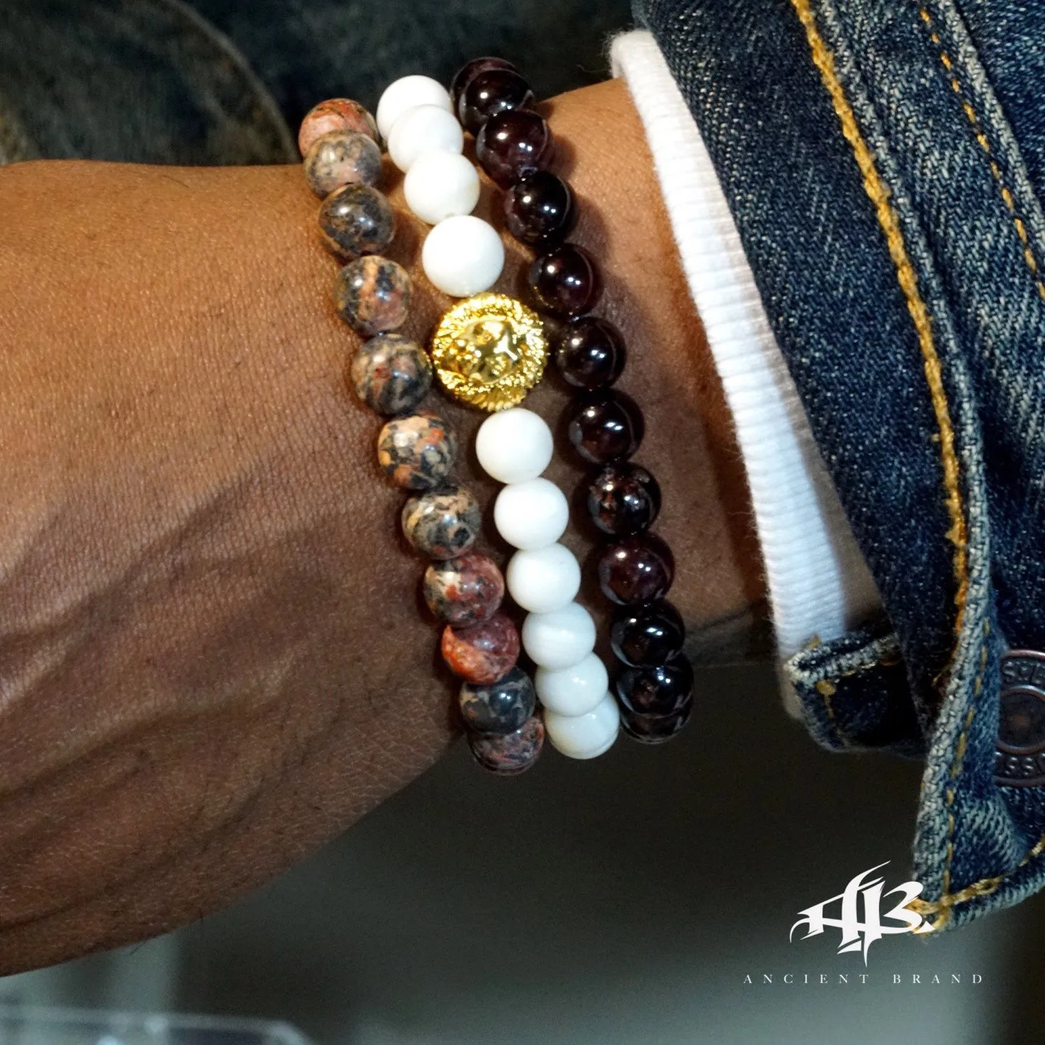 Gabe 8MM Garnet Beaded Bracelet