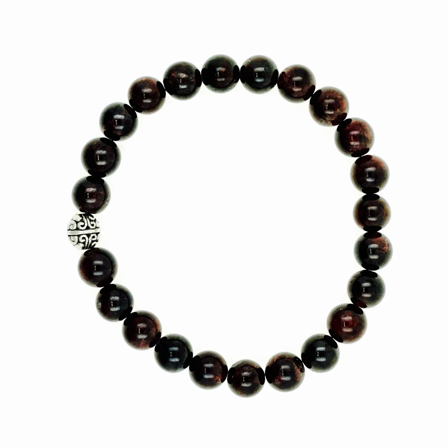 Gabe 8MM Garnet Beaded Bracelet