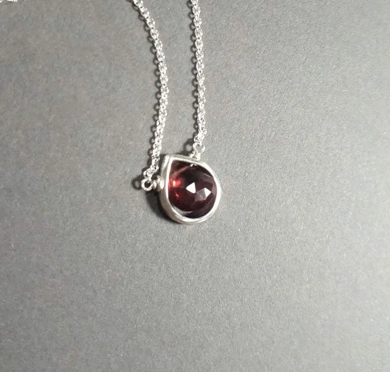 Garnet Heart Briolette Pendant Necklace
