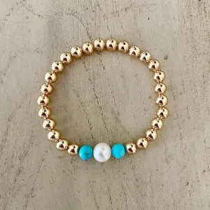Gold Ball Bracelets with Gemstone
