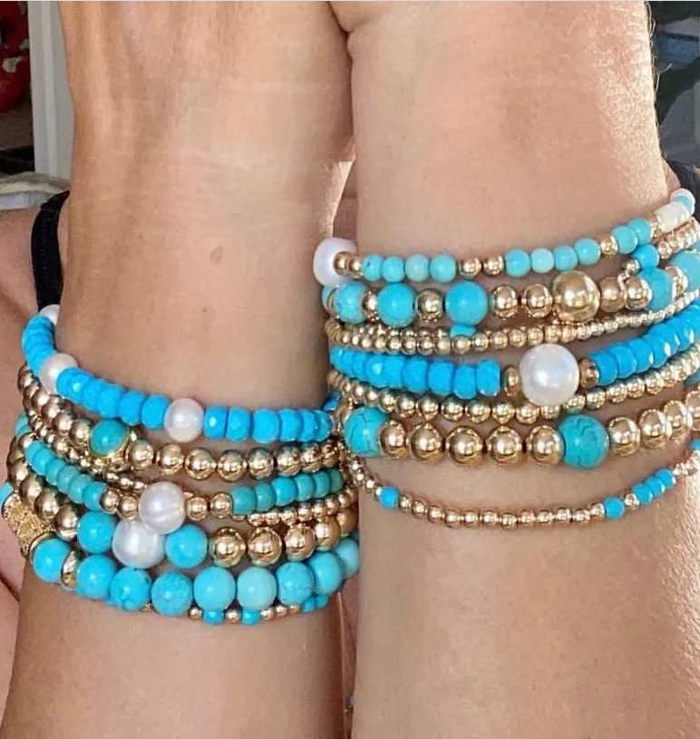 Gold Ball Bracelets with Gemstone