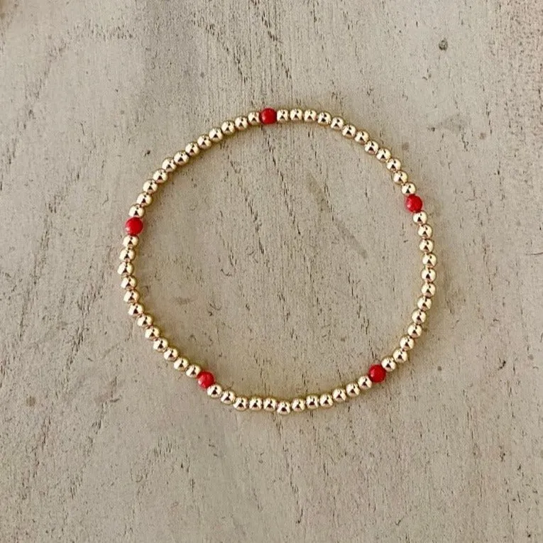 Gold Beads with Coral